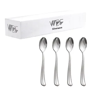 WDF 100包装银塑料勺子一次性6.9英寸银勺子重型塑料勺子