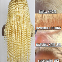 Perruque full lace wig brésilienne 613 naturelle, cheveux crépus bouclés, Deep Curly, couleur blonde 613, 30 pouces