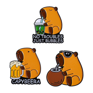 Pins de Esmalte de Capibara Adorables, Broches Metálicos Divertidos de Animales, Pin de Solapa de Capibara Sin Problemas Solo Burbujas, Venta al por Mayor - Product Image 5