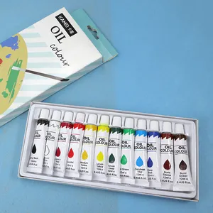 Juego de Pinturas de Acuarela Portátiles de Alta Calidad Personalizadas, <span class=keywords><strong>12</strong></span> Colores, Tubos de <span class=keywords><strong>12</strong></span> ml, con Papel, Lienzo y Vidrio para Dibujo Infantil - Product Image 3