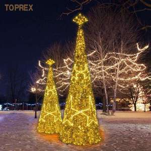 Decorazione natalizia impermeabile all'aperto <span class=keywords><strong>12</strong></span> piedi <span class=keywords><strong>Led</strong></span> artificiale grande cono Tinsel albero di natale
