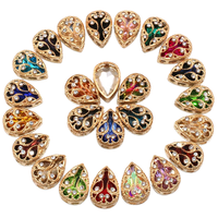 Strass 3D en verre, forme goutte, motif griffe dorée, 24 couleurs, à dos plat, technique à coudre, 10x14mm/13x18mm, non thermocollants, en vrac, pour nail art