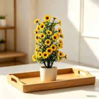 Tournesol Artificiel avec Piquet de Jardin, Fleurs Artificielles Jaunes Réalistes pour Décoration Extérieure de Jardin, Patio, Balcon, Printemps, Été