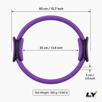 Anneau de Pilates 40 cm en mousse NBR, Cercle Magique de Fitness, Anneau d'Exercice de Yoga avec Poignées ABS pour Entraînement des Cuisses à Domicile