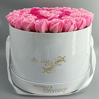 Boîtes cadeaux rondes en carton recyclé de haute qualité, personnalisées, finition mate rose, vente en gros, pour fleurs