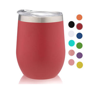 Gobelet de voyage isotherme en acier inoxydable de 12 oz en forme d'œuf, personnalisé OEM/ODM, avec poignée et couvercle, pour vin et café, maintien au chaud 6-12h, sans BPA - Product Image 1