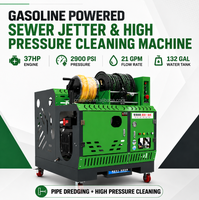Machine professionnelle de débouchage de canalisations à essence à double cylindre avec équipement de nettoyage des égouts intégré de 132 GALLONS