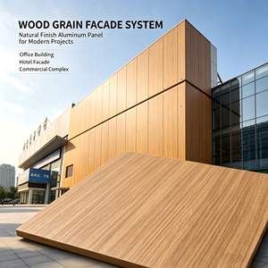 Panneau de façade en aluminium à grain de bois, finition naturelle, revêtement extérieur pour immeuble de bureaux, hôtel, complexe commercial - Product Image 1