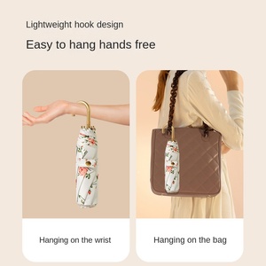 Paraguas de Doble Uso para Sol y Lluvia para Mujer, con Diseño Floral Dorado y Varilla Dorada, Diseño de una Sola Pieza, Gran Venta - Product Image 4