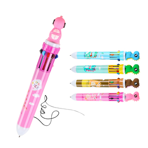 Multi-color Ink Lovely Cute Dinosaur Cartoon Plastic Ballpoint <b>Pens</b> Promotion 10-in -1 <b>Refill</b> Retractable Custom Logo Printing - Product Image 1