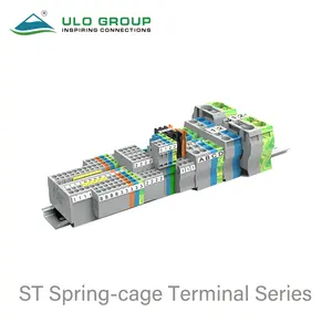 PT10 Push-In Type Din Rail Voedingen Terminal Blokken Weidmuller Schroefloos Elektrische Connector Plastic 57A