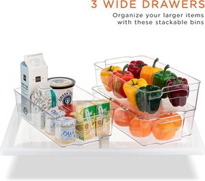 Boîtes de rangement pour réfrigérateur empilables, organisateurs de stockage alimentaire, contenants de conservation pour fruits et viande - Product Image 3