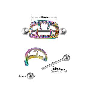 Bijoux <span class=keywords><strong>de</strong></span> corps en acier inoxydable, piercing au mamelon, barres <span class=keywords><strong>de</strong></span> piercing, crocs <span class=keywords><strong>de</strong></span> vampire, anneaux pour mamelons - Product Image 5