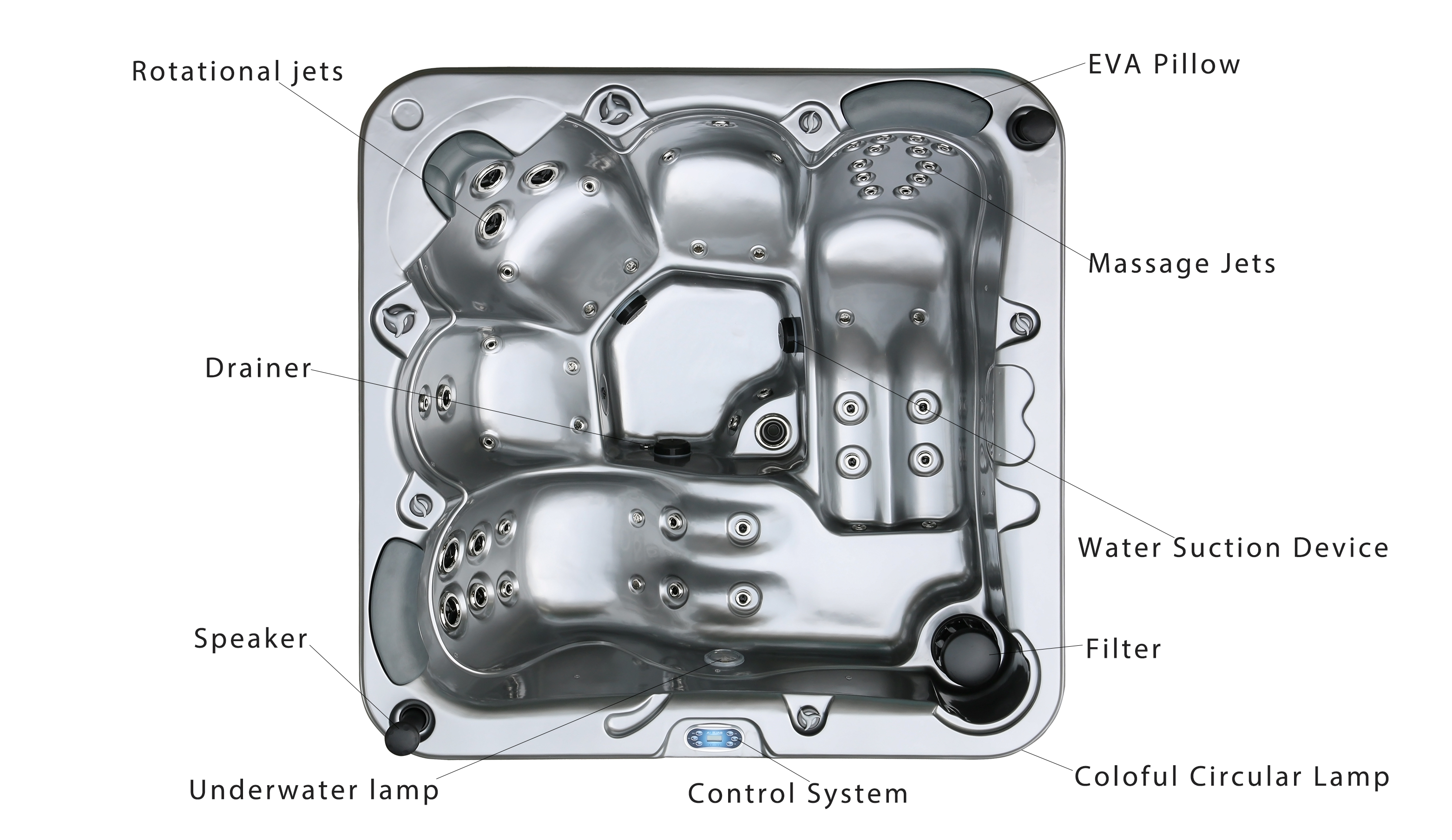 European Outside Whirlpool Spa Tub Outdoor Freestanding Hot Tub Spa With 3 Seats And 2 Loungers
