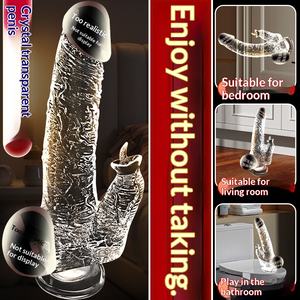 Fabricant en gros de jouets sexuels pour adultes, gode réaliste transparent, grand gode, imperméable, matériau doux pour la peau, contrôle manuel, féminin - Product Image 3