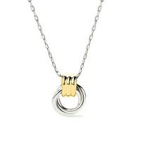 Collier ras du cou Gemnel tendance avec pendentif cercle entrelacé, plaqué or 14 carats, argent sterling 925, bicolore, pour femme