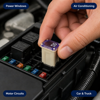 Fusible à temporisation automobile, mini-lame, DC32V 15A 20A 25A 30A 40A, à action lente pour circuit moteur de voiture, vente en gros