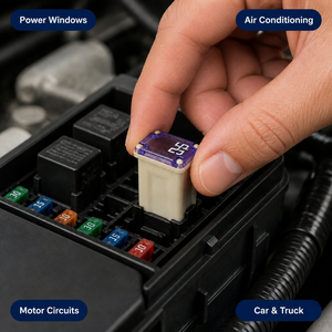 Fusible de retardo automotriz de cuchilla mini DC32V 15A 20A 25A 30A 40A de fusión lenta para circuito de motor de coche, venta al por mayor - Product Image 5