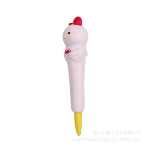 Adorable figurine de poulet pour stylo, en PU souple, aide à l'écriture, cadeau, jouet - Product Image 2