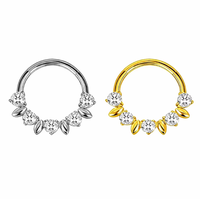 Anneau de nez articulé en titane ASTM F136 avec zircon rond et marquise, bijou de piercing pour le corps, idéal comme cadeau de mariage