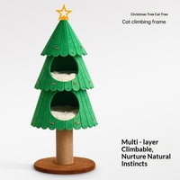 Arbre à chat de Noël avec lit pour chat, tour à chat multi-niveaux en feutre, mobilier d'intérieur pour chat de Noël avec griffoir