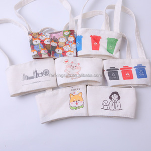 กระเป๋าใส่ชาฟองนมพิมพ์ลายได้ตามต้องการกระเป๋าใส่ถ้วยผ้าฝ้ายแขนทรงถ้วยที่วางแก้ว - Product Image 1