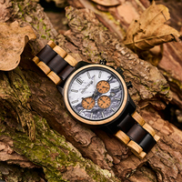 Jam Tangan Pria Mewah Stainless Steel Quartz Chronograph Antik Vintage Kayu Pinus Maple Desain Mehri Tali Kayu 44mm