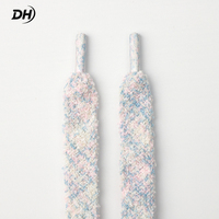 Lacets plats unisexes en polyester pelucheux multicolores personnalisés à motifs confettis pour baskets