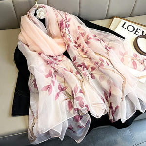 حجاب نسائي رقيق من الشيفون, وشاح صيفي مزين برسومات جورجيت من الشيفون ونسيج للعشب الأخضر - Product Image 5