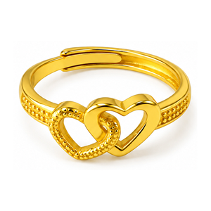 Bague unisexe plaquée or 10 carats Daria Heart Design, bijoux romantiques pour fiançailles - Product Image 1