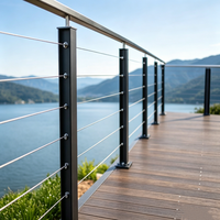 Kit complet de garde-corps moderne en câble en acier inoxydable 316, poteau carré noir, main courante en fil métallique pour terrasse, balcon, escalier, parc, extérieur