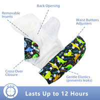Lot de 6 couches lavables et réutilisables, taille unique, réglables et personnalisées pour bébé avec 6 inserts en microfibre, 1 sac humide