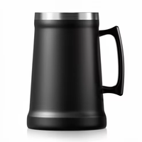Chope à bière en acier inoxydable, tasse à bière isolée à double paroi, grande capacité, avec poignée, pour bar, camping, voyage
