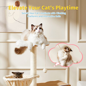 Moderno 2 en 1 48,6 "Torre de árbol de gato de madera Interior Gatito Condominio Extraíble Rascador Hamaca Scratch Pad para gatos grandes - Product Image 5