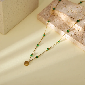 Elegante Brazalete Chapado en Oro de 18K con Circonitas Verdes y Collar con Cuchillo, Joyería de Acero Inoxidable 304 para Mujeres con Estilo - Product Image 5