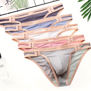 Caleçons ajustables à blocs de couleur pour hommes, séchage rapide, taille réglable, boutonnage apparent, doux pour la peau, sexy, taille basse pour jeunes garçons - Product Image 1