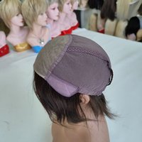 Perruque courte en cheveux humains, entièrement nouée à la main, avec dessus en soie respirant, base en soie, aspect naturel, pour revendeurs, commande en gros