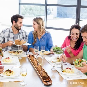 Tabla de madera para pan con asa y diseño de ranuras largas para mesa de comedor y bandejas de servir - Product Image 2