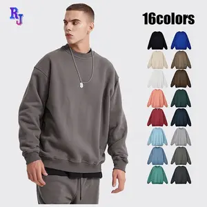 High Quality Custom Logo Men's Thick Heavy Polar Fleece Long Sleeve Blank Oversized Hoodie Plain Streetwear Crew Neck Sweatshirt