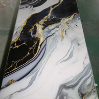Panneau mural d'art 3D personnalisé, panneaux en PVC pour mur, effet brillant doré de luxe, panneau en marbre brillant UV