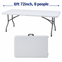 Table pliante rectangulaire en plastique robuste de 180 cm (72 pouces) pour 8 personnes, idéale pour les banquets, événements et activités extérieures – Vente en gros