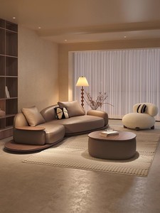 Japanese Wabi-sabi Factory Module Combination Leather Solid Wood Living Room Hotel Lounge Coffee Room Multi-seat <strong>Side</strong> <strong>Table</strong> <strong>Sofa</strong> - Product Image 5