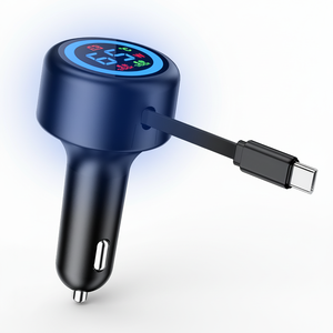 Cargador de Coche Multifunción 3 en 1 OEM de 20W 45W 65W 100W, Cargador de Coche de Carga Súper Rápida Tipo-C Retráctil de 75CM - Product Image 1
