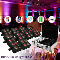 Lot de 10 projecteurs LED sans fil RGBWAUV 4x18W avec étui, 5000mAh rechargeables, DMX, pour éclairage mural, bar, mariage, scène, façade de bâtiment