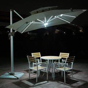 Nouveau design Fabricant chinois Parapluie romain pliable commercial OEM ODM Pare-soleil en aluminium personnalisé <span class=keywords><strong>LED</strong></span> solaire Hôtel Entrepôt - Product Image 2