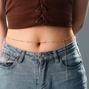Chaîne de taille classique réglable à maillons ovales pour femmes |   Chaîne de ventre en acier inoxydable style trombone |   Bijoux minimalistes fins pour le corps - Product Image 6