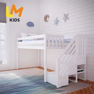 LM KIDS lit de bebe lit cabane blanc almacenamiento de juguetes superposé twin over loft for kids