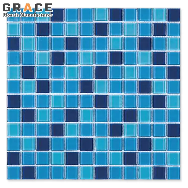 Azulejos de mosaico azul para piscina, suelo, baño, ducha, pared, salpicaduras, azulejos de piscina, mosaico de cristal, arte azul