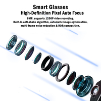 Lunettes intelligentes alimentées par l'IA avec caméra 8MP, vidéo 1200P pour la traduction IA en temps réel 5.3 et assistant vocal