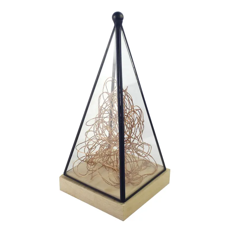 New Design hot sale glasshade wooden base LED fairy Light Night light for bedside Home Christmas Decoration